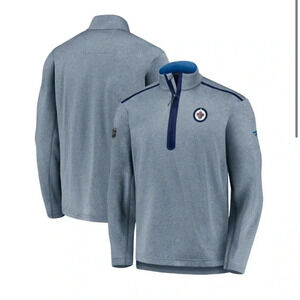 Size L Men's Fanatics Heathered Navy  Winnipeg Jets Quarter-Zip Jacket